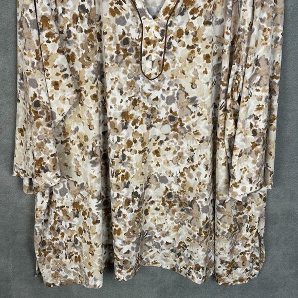 Susan Graver Top Womens 4X Brown Stretch Comfort V Neck Liquid Knit Office Tunic - Picture 3 of 10